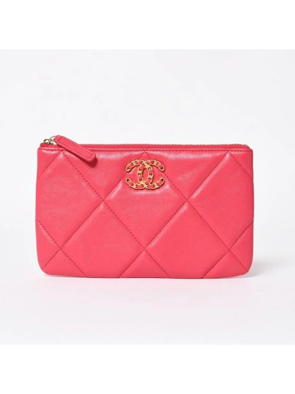 Chanel 19 Dixneuf Pouch CC Logo Lambskin Pink Gold